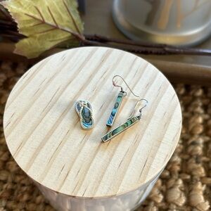 Sterling silver abalone earrings and charm
